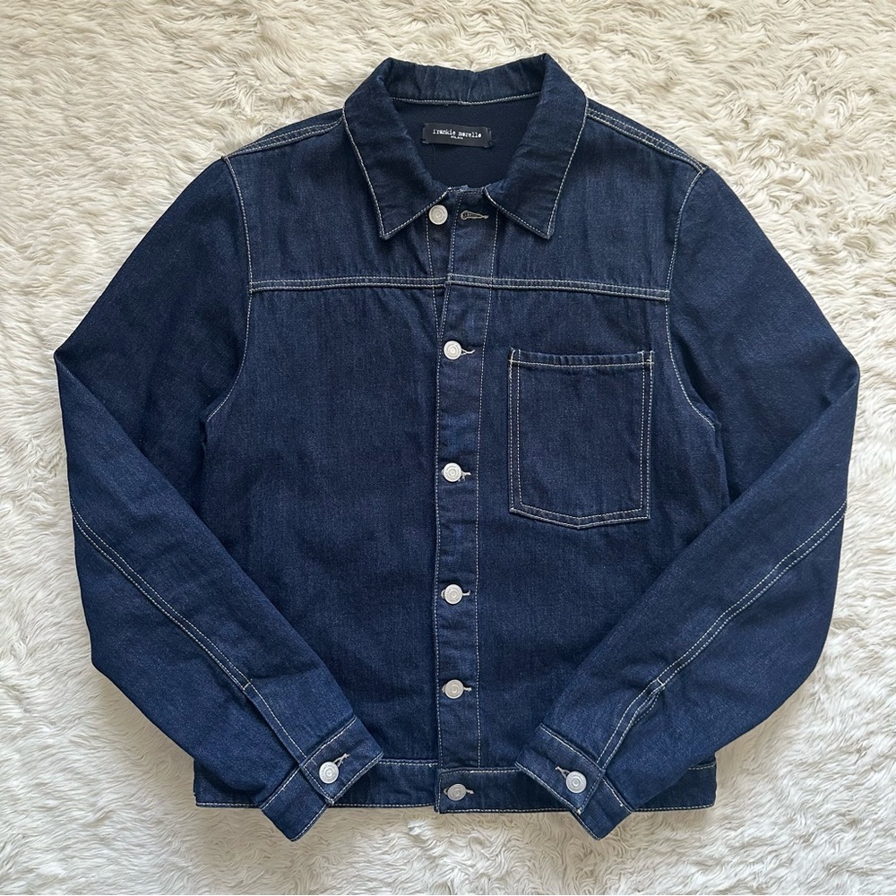 Frankie Morello Milan Men’s Denim Jacket Button Up Lined Dark Wash Classic Sz M